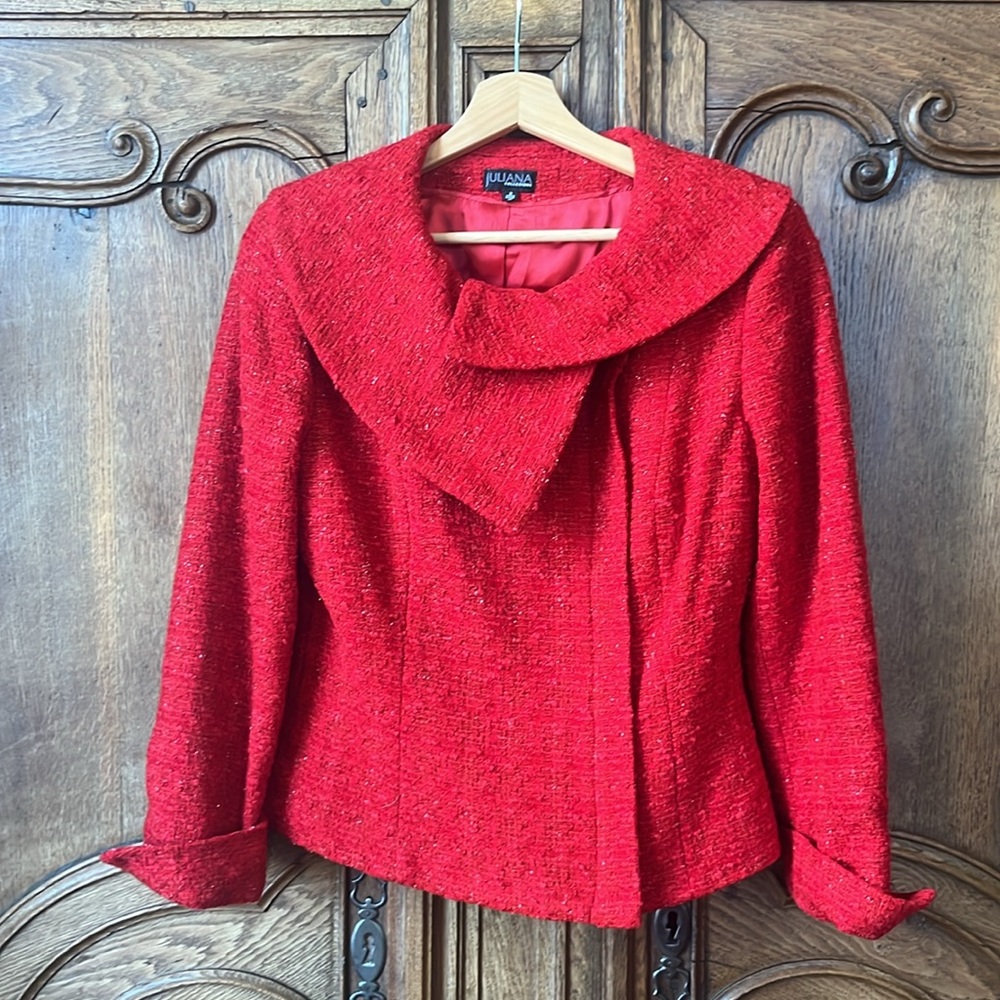 Juliana Collezione Red Tweed Jacket - Picture 4 of 11